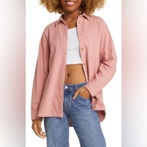 BP (Nordstroms) Oversized Cotton Twill Shirt - Pink Crystal - Small